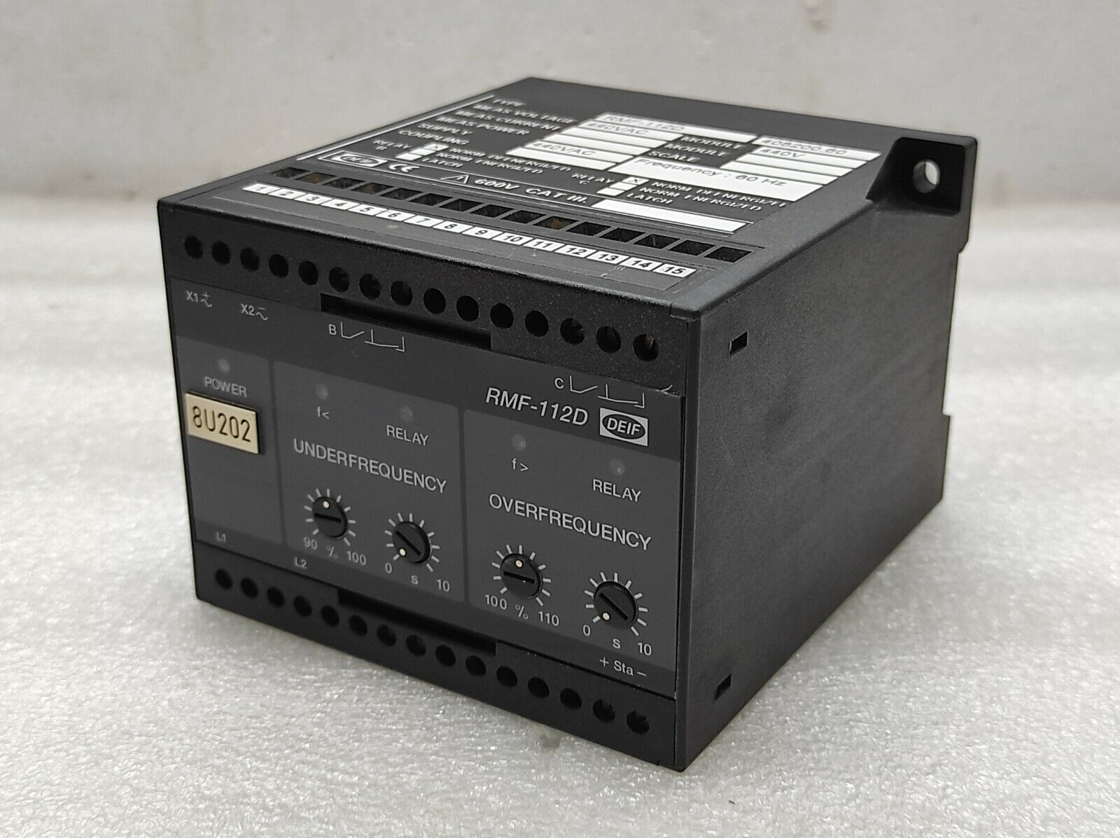 DEIF RMF-112D FREQUENCY RELAY 408200.60 440V AC