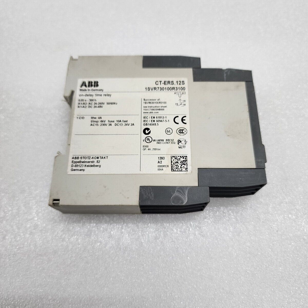 ABB CT-ERS.12S ON-DELAY TIME RELAY 1SVR730100R3100 24-240VAC/24-48VDC