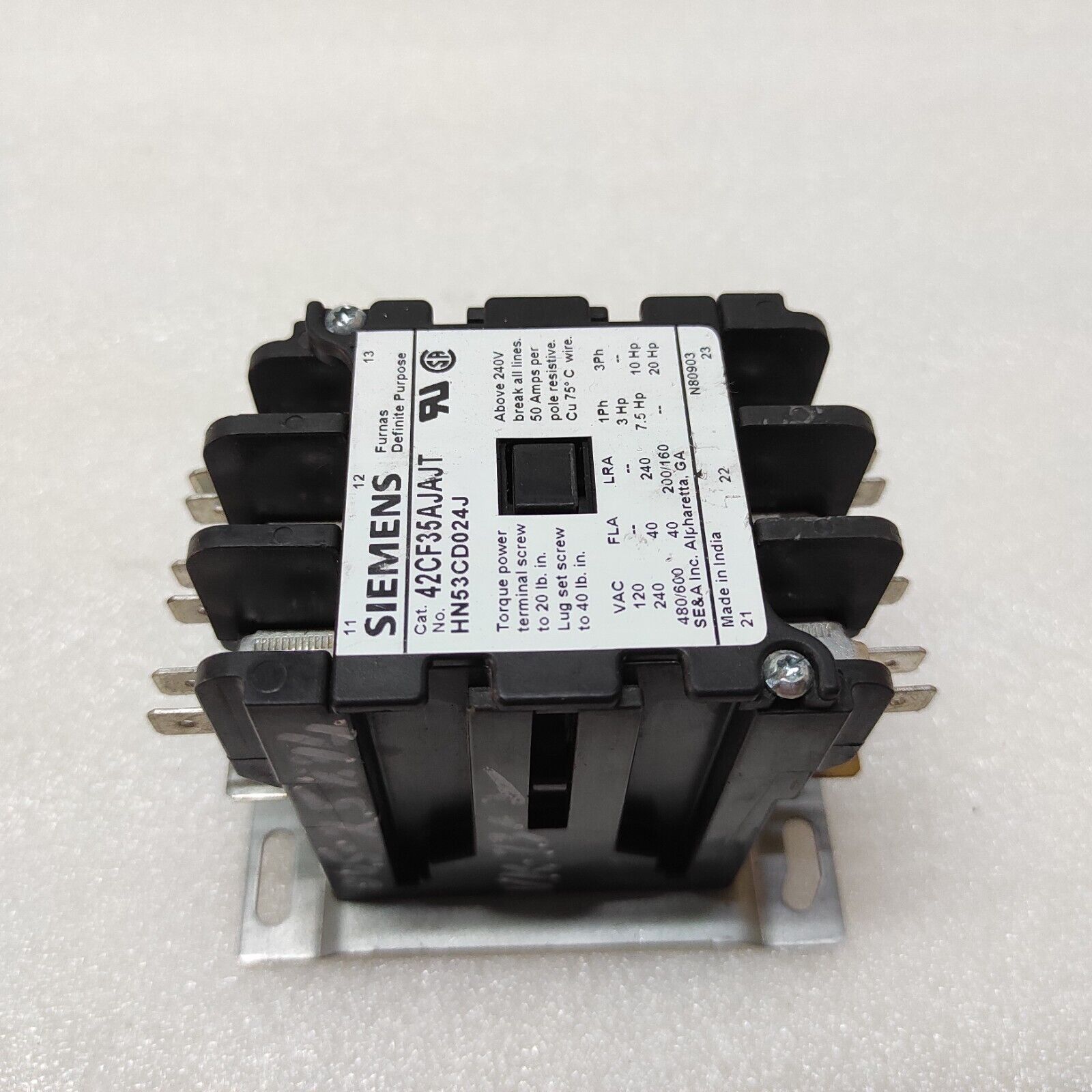 SIEMENS 42CF35AJAJT 3P CONTACTOR RELAY HN53CD024J