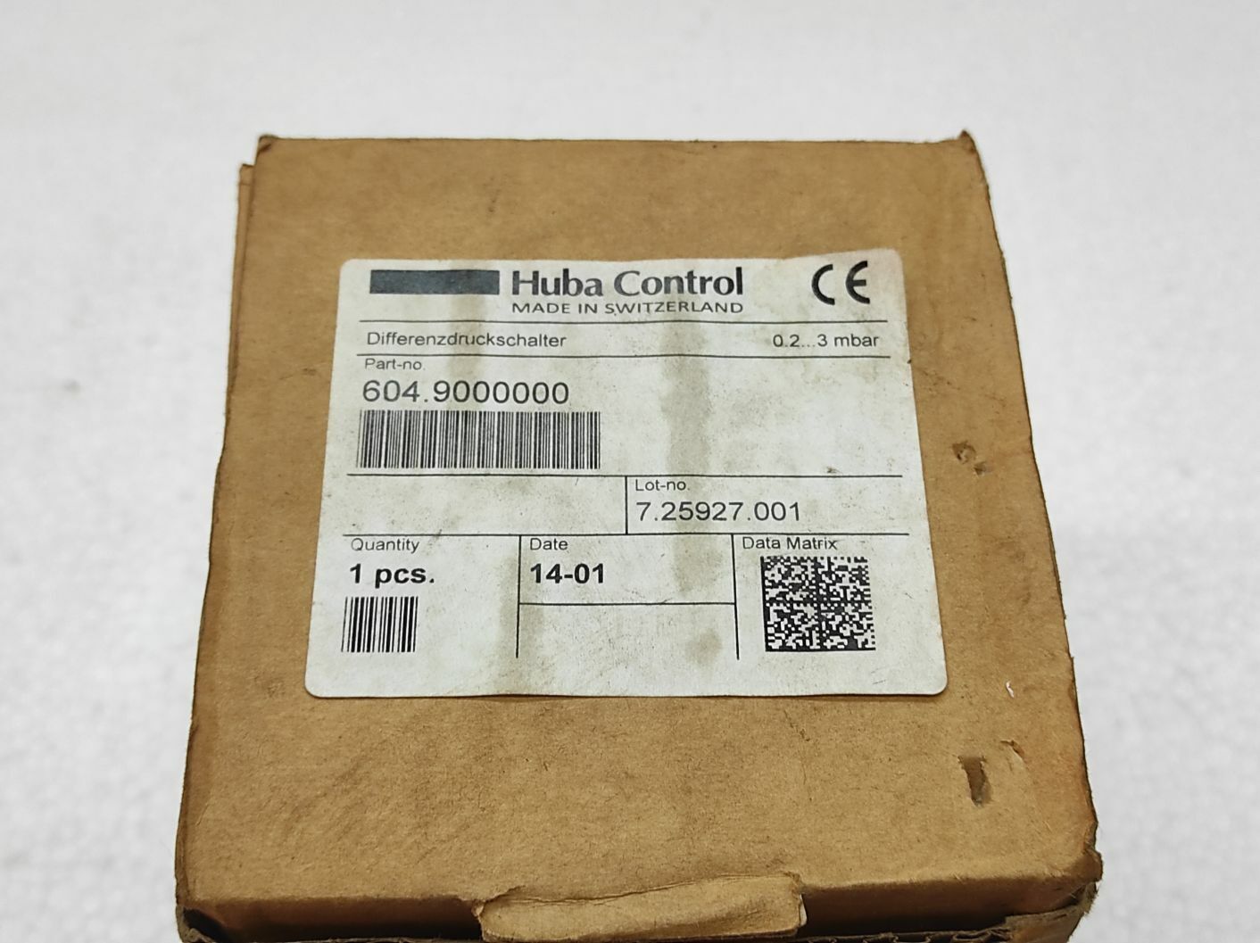 HUBA CONTROL 604 MECHANICAL PRESSURE SWITCH 0.2-3 mbar MAX 50/75 mbar 604.900000