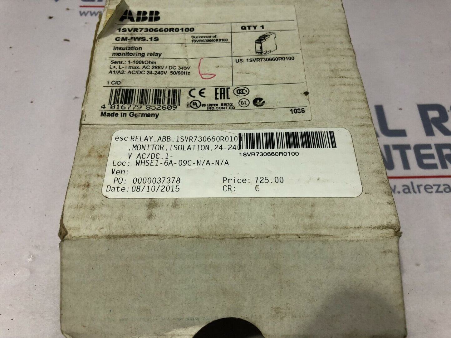 ABB CM-IWS.1S INSULATION MONITORING RELAY 1SVR730660R0100 24-240V AC/DC