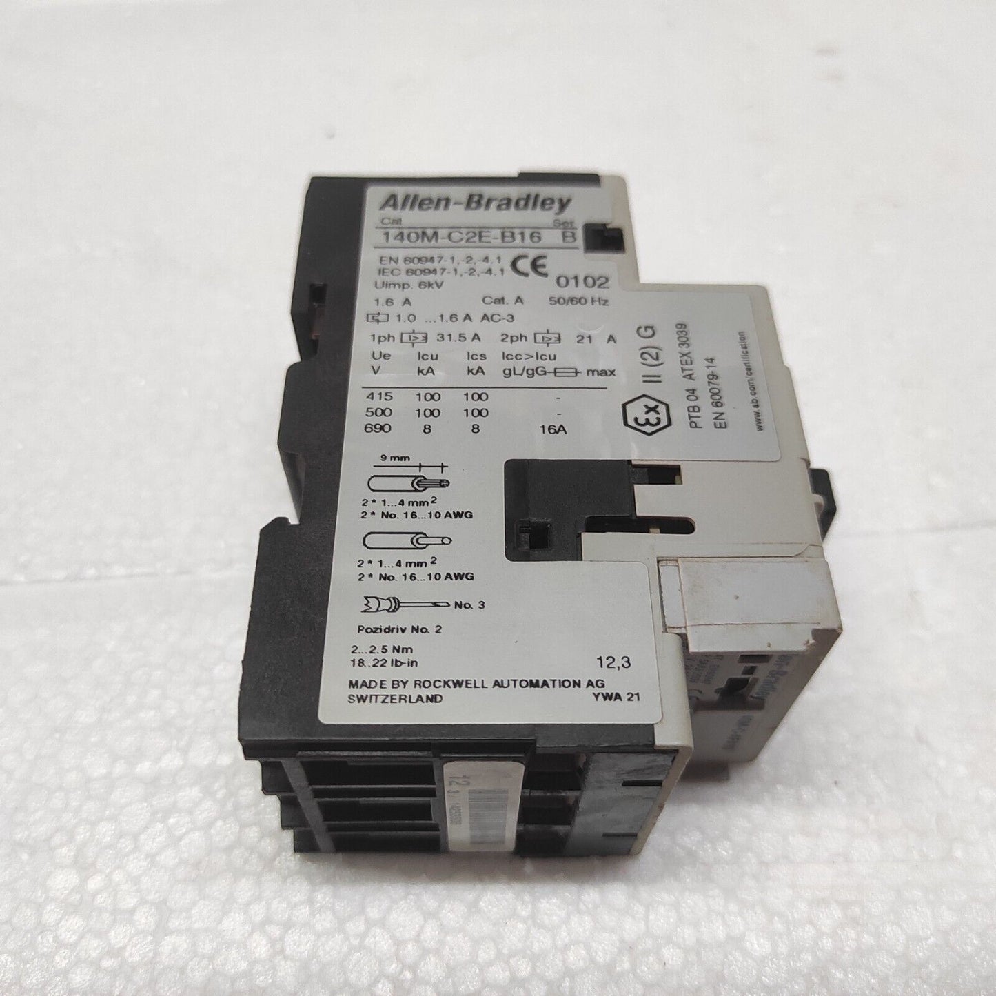 ALLEN BRADLEY 140M-C2E-B16 CIRCUIT BREAKER MOTOR PROTECTION