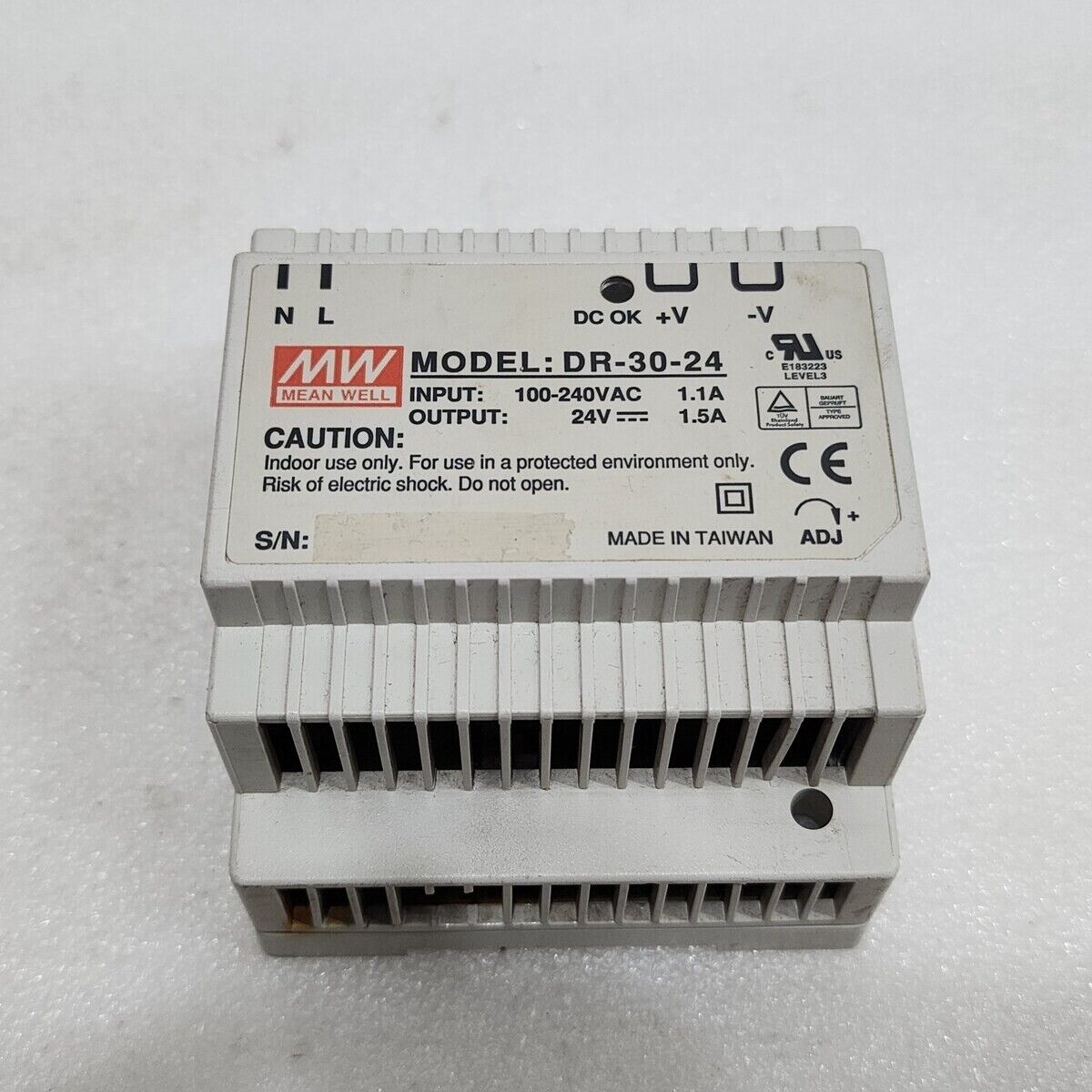 MEAN WELL DR-30-24 POWER SUPPLY MODULE 24VDC 1.5A