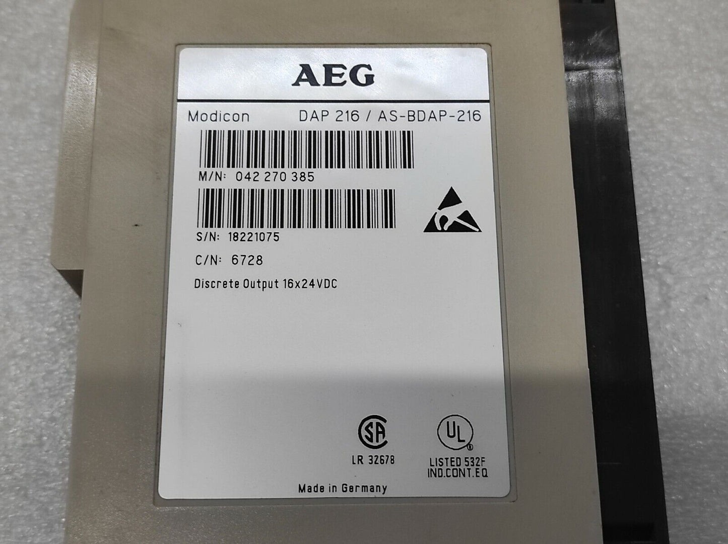 AEG MODICON DAP 216/AS-BDAP-216 OUTPUT MODULE