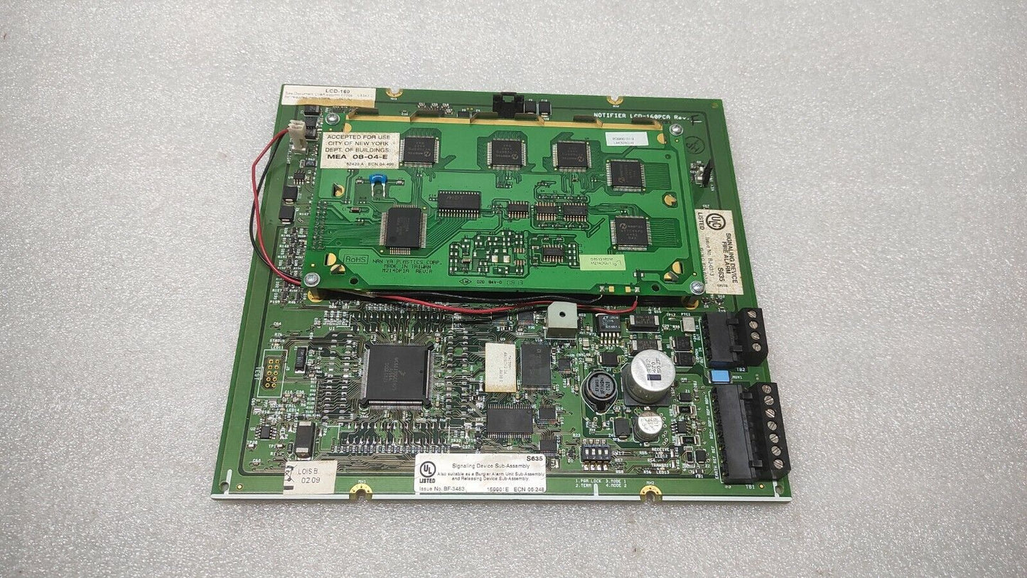 NOTIFIER LCD-160 PCA S635 FIRE ALARM LCD ANNUNCIATOR DISPLAY