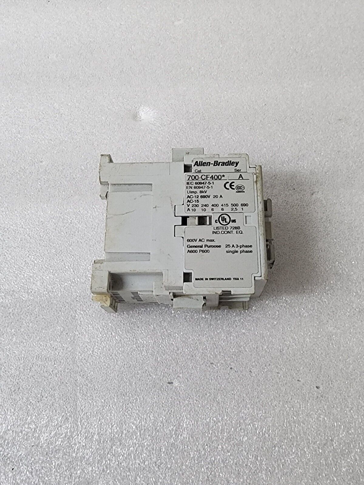 ALLEN BRADLEY CAT 700-CF400 SER A MAGNETIC CONTACTOR COIL VOLTAGE 110-120V