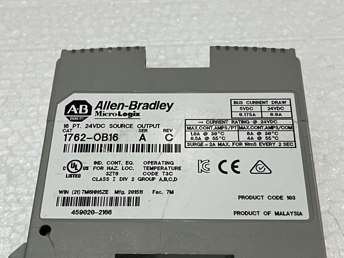 ALLEN BRADLEY CAT 1762-OB16 SER A SOLID STATE OUTPUT MODULE
