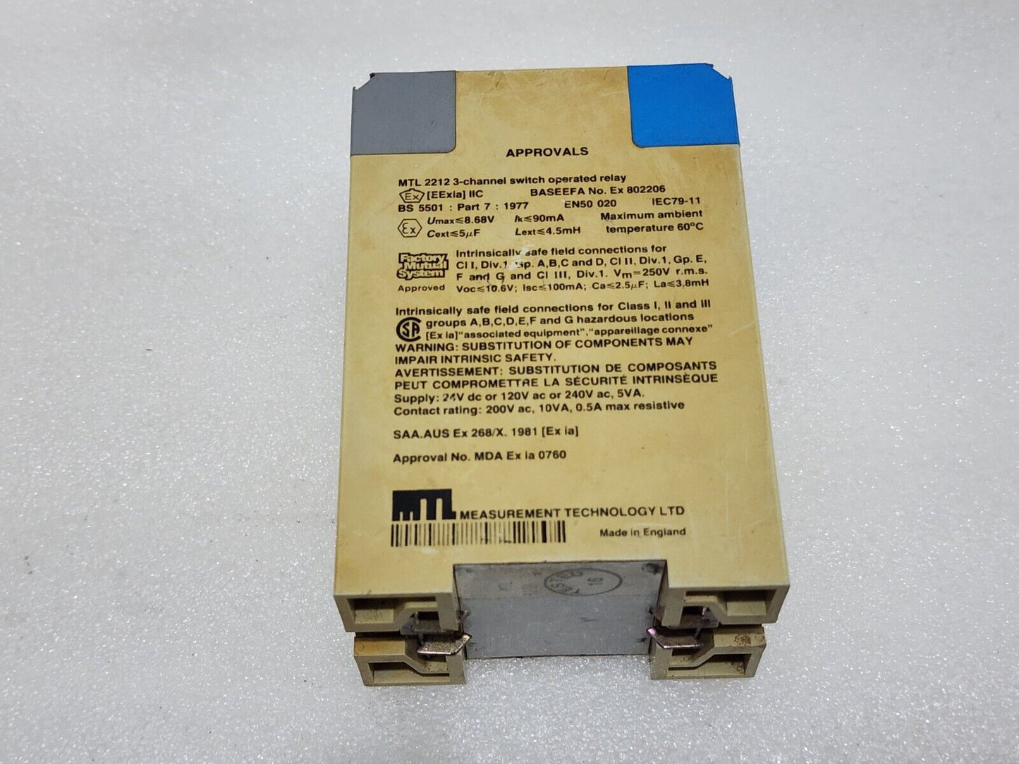 MEASUREMENT TECHNOLOGY MTL2212 3-CH SWITCH OPERATED RELAY 120VAC