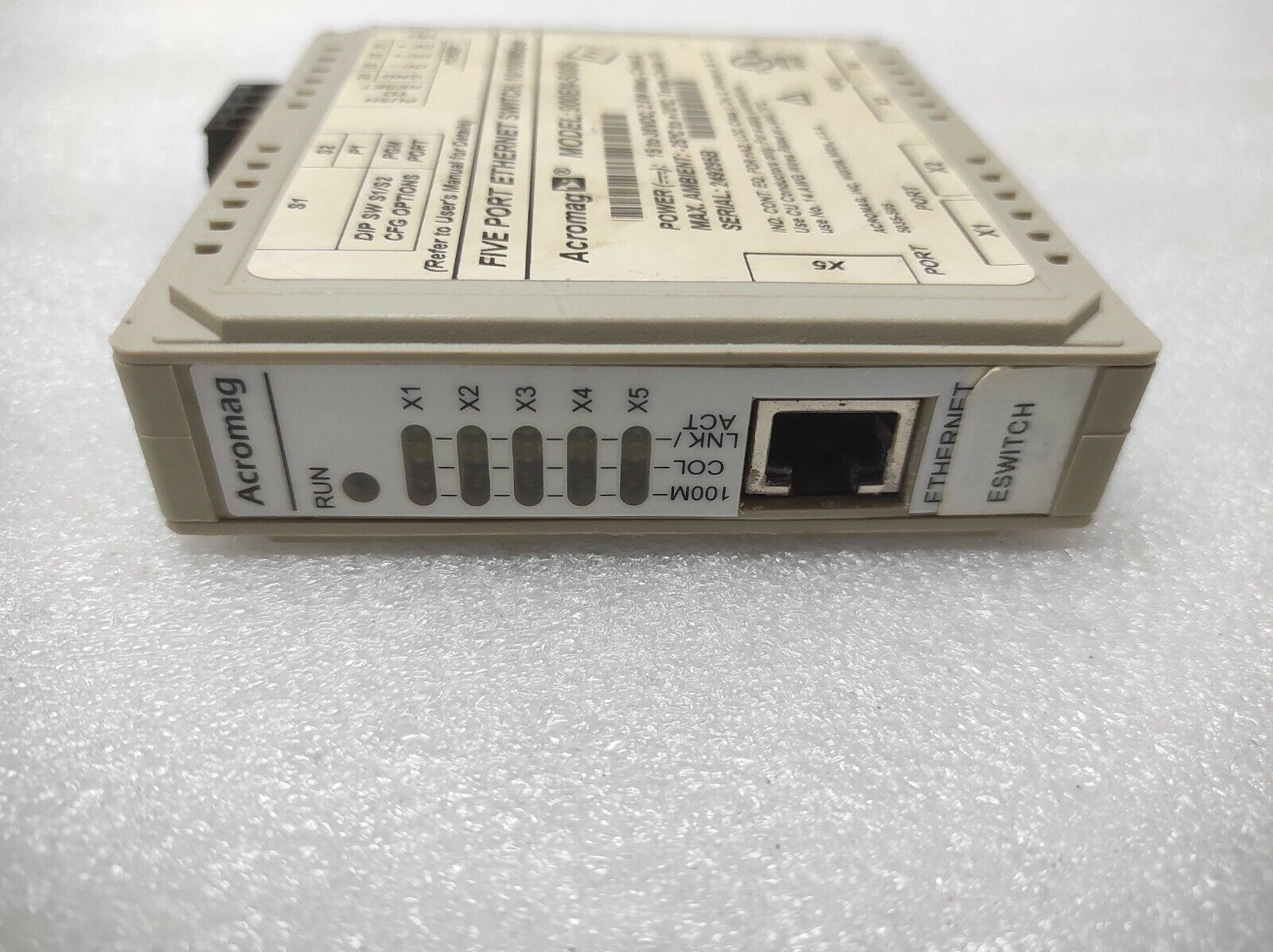 ACROMAG 900EN-S005 ETHERNET SWITCH 15-36VDC