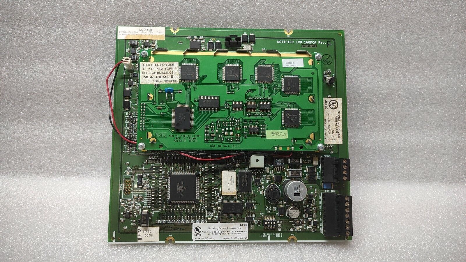 NOTIFIER LCD-160 PCA S635 FIRE ALARM LCD ANNUNCIATOR DISPLAY