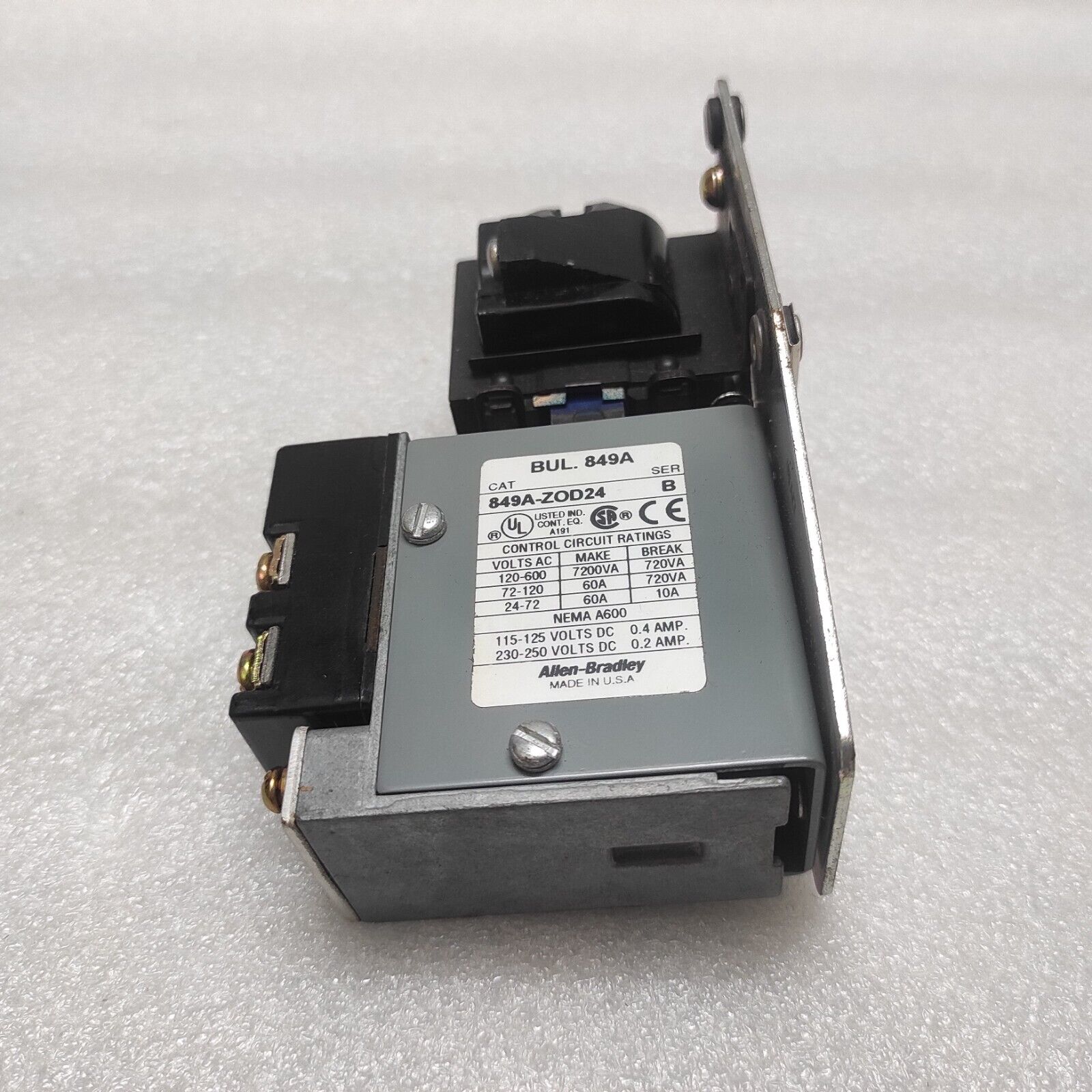 ALLEN BRADLEY BULLETIN 849A CAT 849A-ZOD24 PNEUMATIC TIMING RELAY COIL VOLTAGE 1