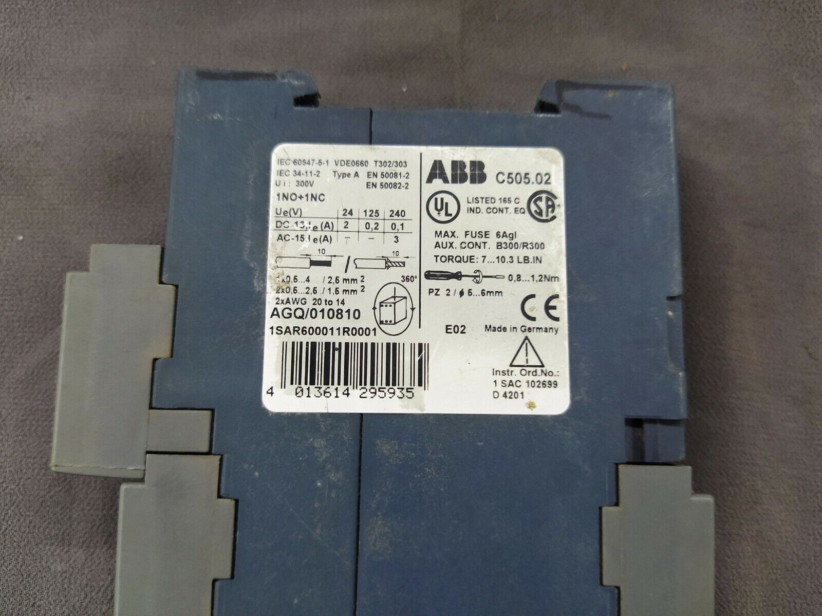 ABB C505.02-110 Control Unit 1SAR600011R0001 110-120V AC