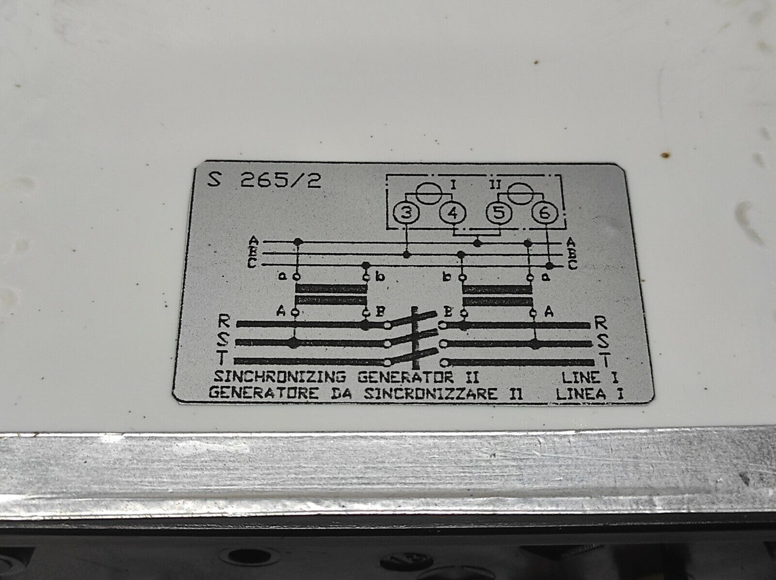 SINCHRONIZING GENERATOR II S265/2 DOUBLE VOLTMETER CT450/100V