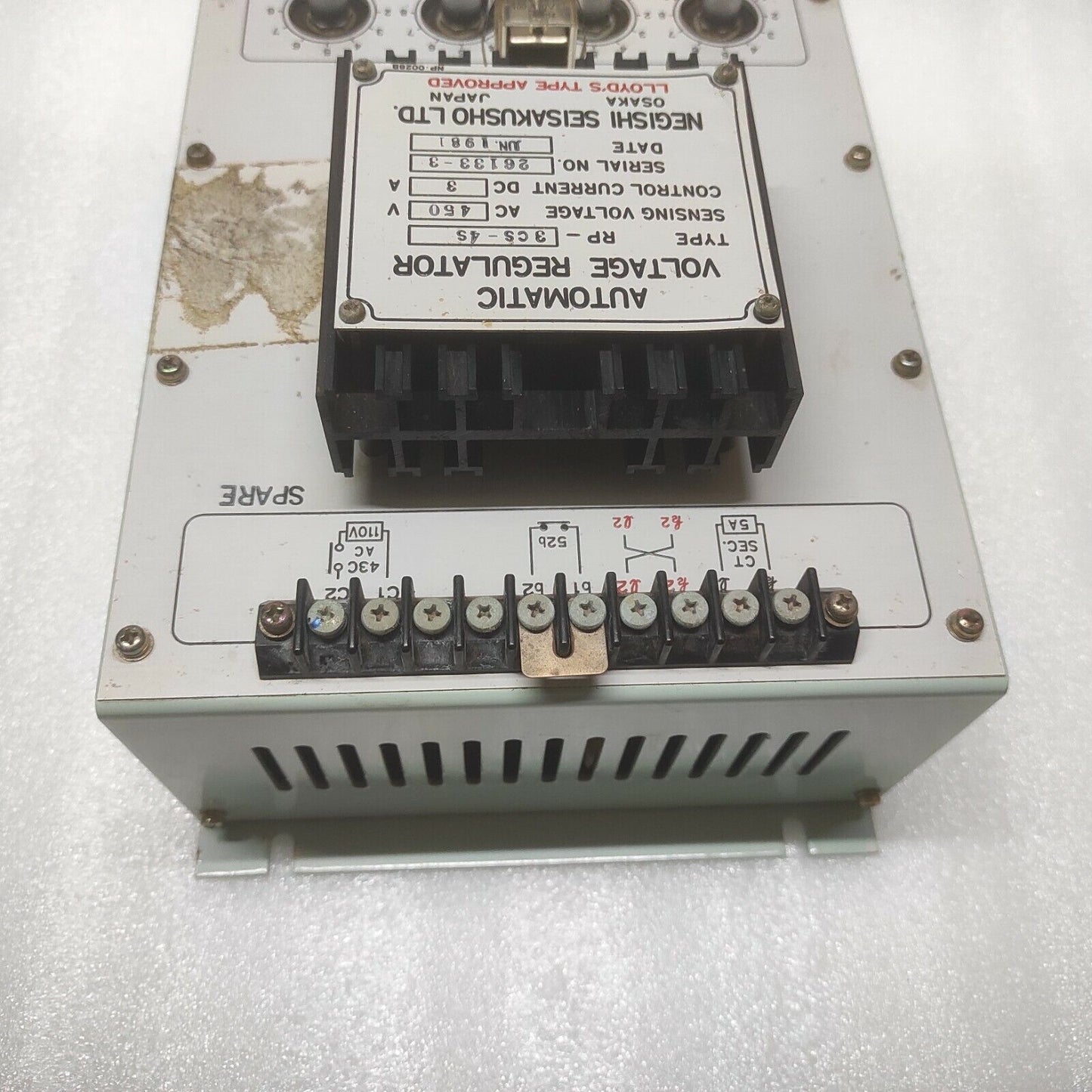 NEGISHI SEISAKUSHO RP-3CS-4S AUTOMATIC VOLTAGE REGULATOR 450VAC