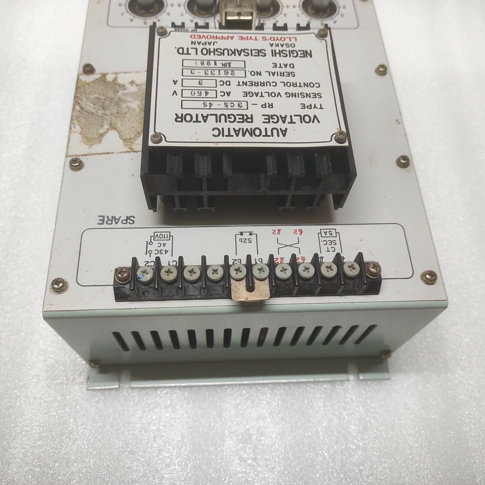 NEGISHI SEISAKUSHO RP-3CS-4S AUTOMATIC VOLTAGE REGULATOR 450VAC