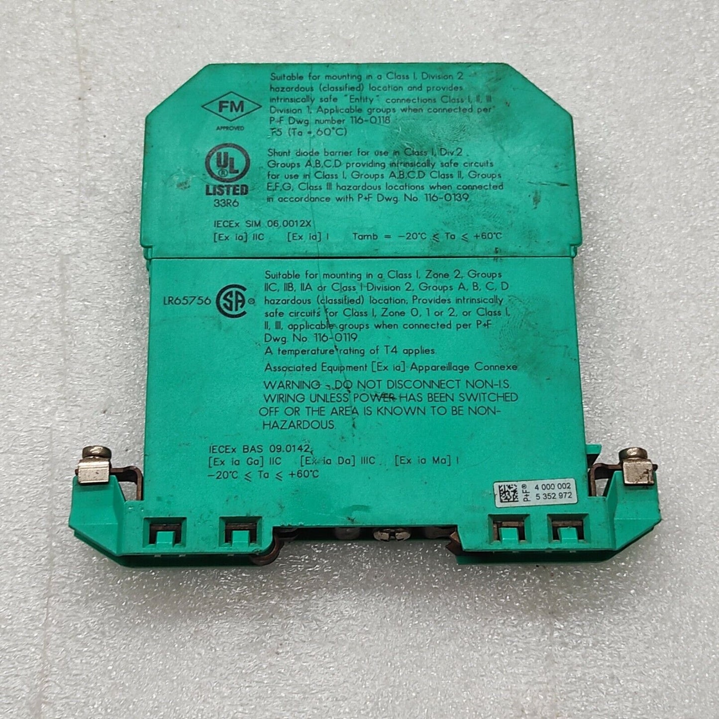 Pepperl + Fuchs Z778 Safe Snap Barrier 71804 Zener Barrier