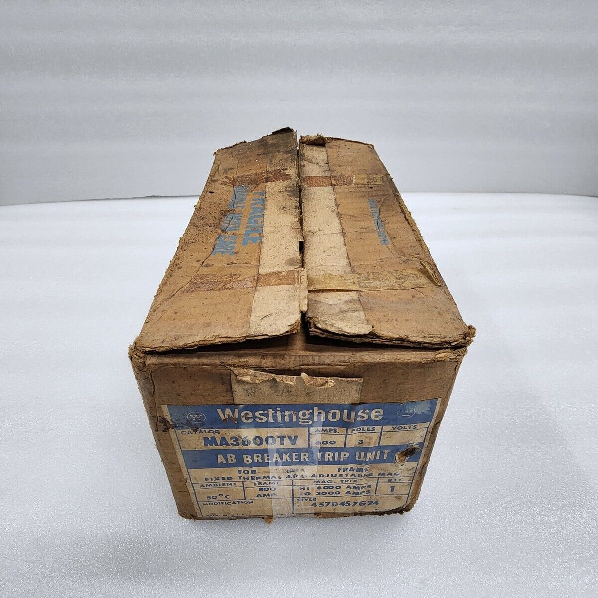 WESTINGHOUSE MA3600TV AB DE-ION TRIP UNIT 457D457G24 600A 3-POLES