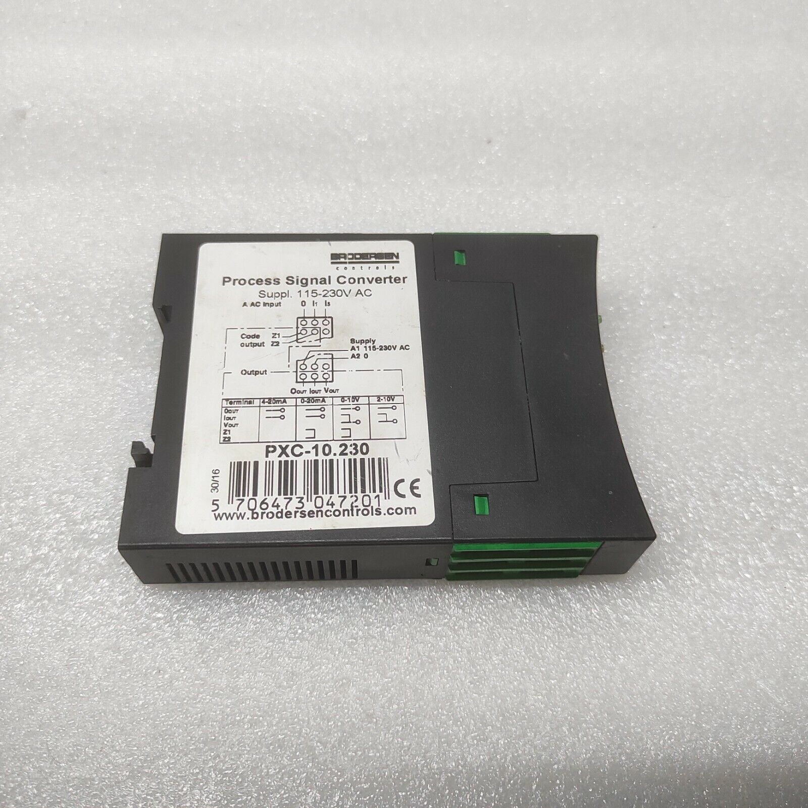 BRODERSEN PXC-10.230 PROCESS SIGNAL CONVERTER 115-230VAC
