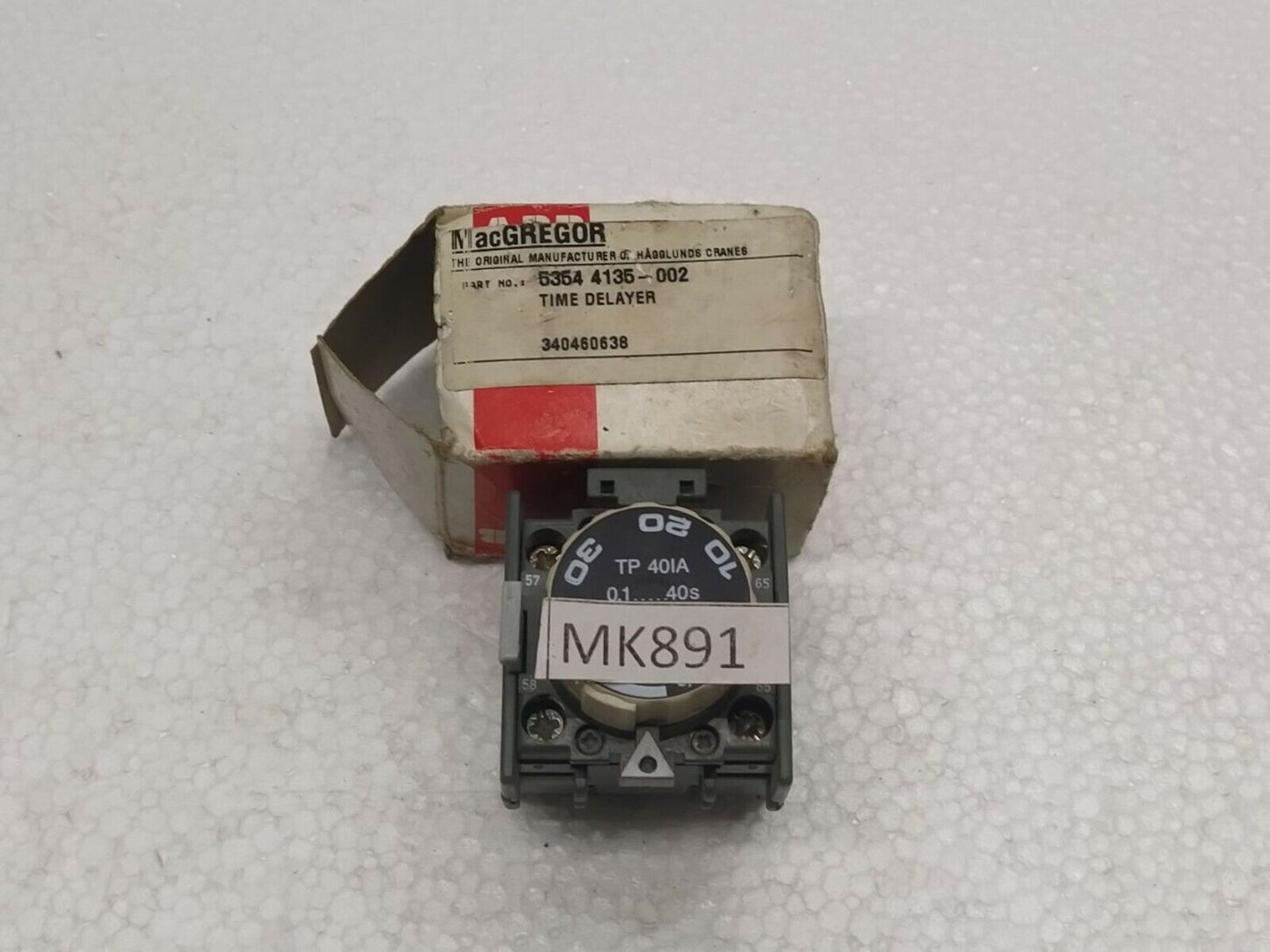 ABB TP40IA OFF DELAY TIMER 0.1 - 40 SEC 5354 4135-002 TIME DELAYER TP 40IA