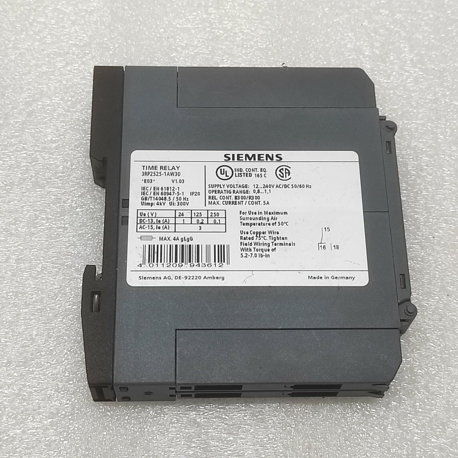 SIEMENS 3RP2525-1AW30 TIME RELAY 12-240V AC/DC