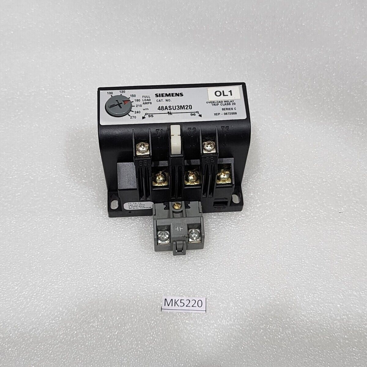 SIEMENS 48ASU3M20 ESP100 SOLID STATE OVERLOAD RELAY 100-270A FURNAS