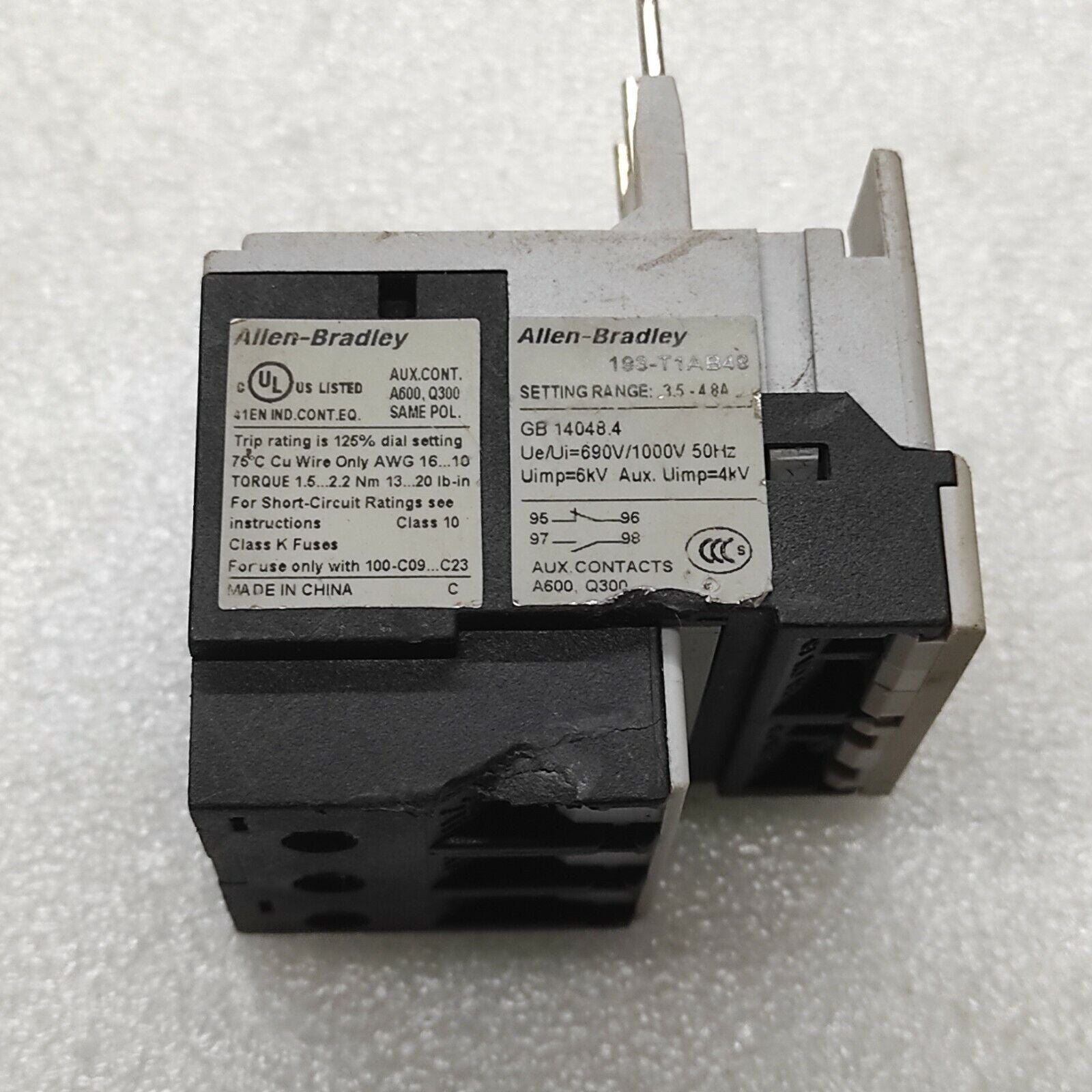 ALLEN BRADLEY CAT 193-T1AB48 THERMAL OVERLOAD RELAY 3.5-4.8A