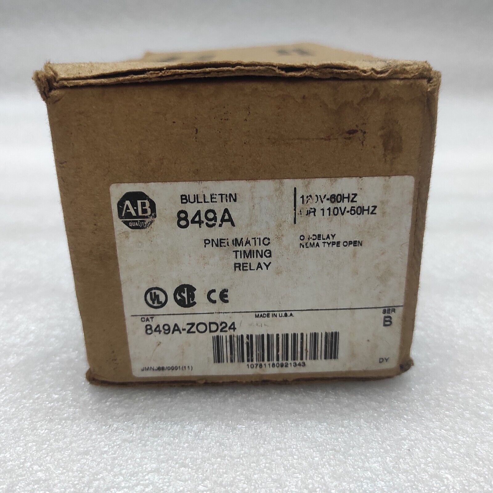 ALLEN BRADLEY BULLETIN 849A CAT 849A-ZOD24 PNEUMATIC TIMING RELAY COIL VOLTAGE 1