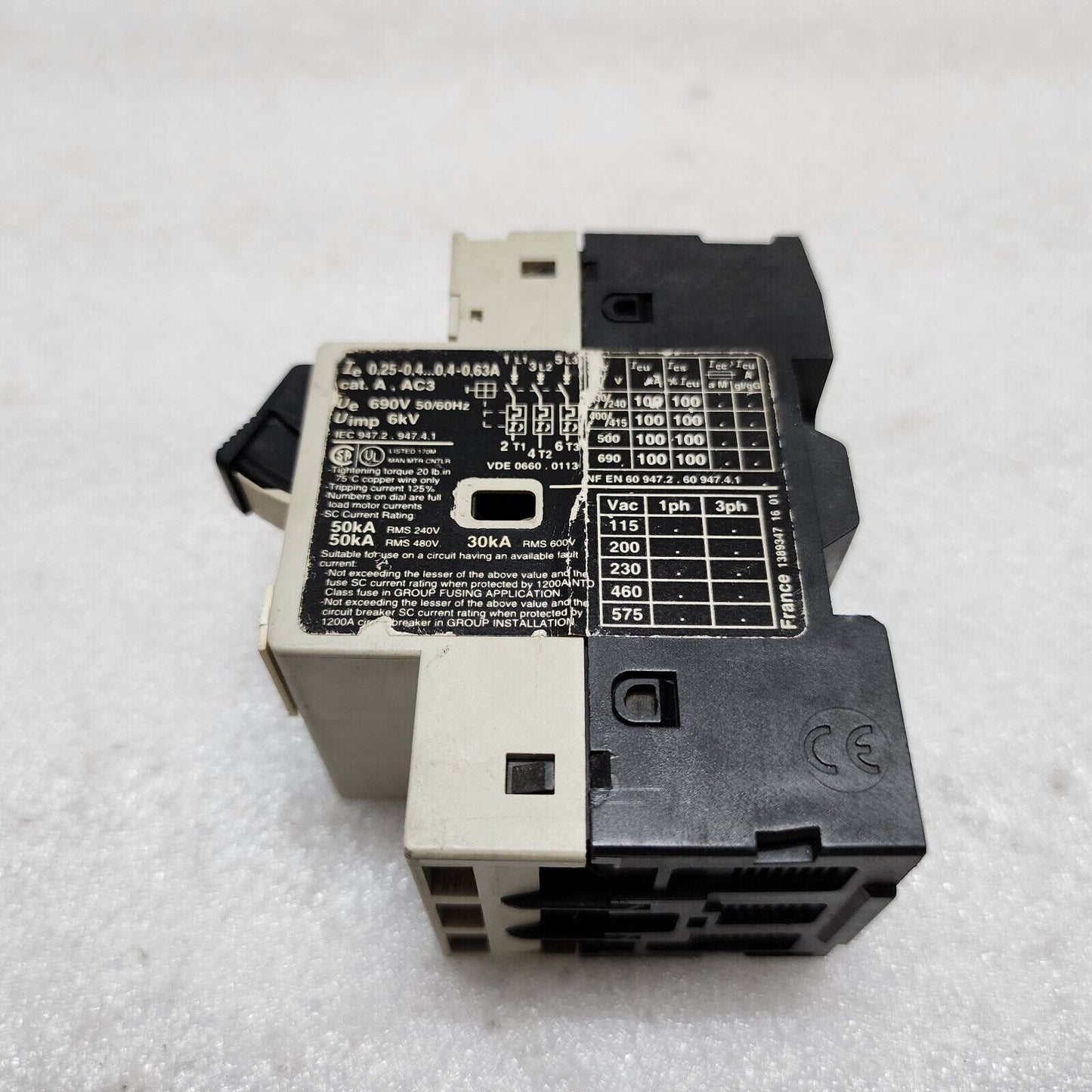 TELEMECANIQUE GV2-M04 CIRCUIT BREAKER MOTOR PROTECTION 0.4-0.63A LOT OF 12 UNIT