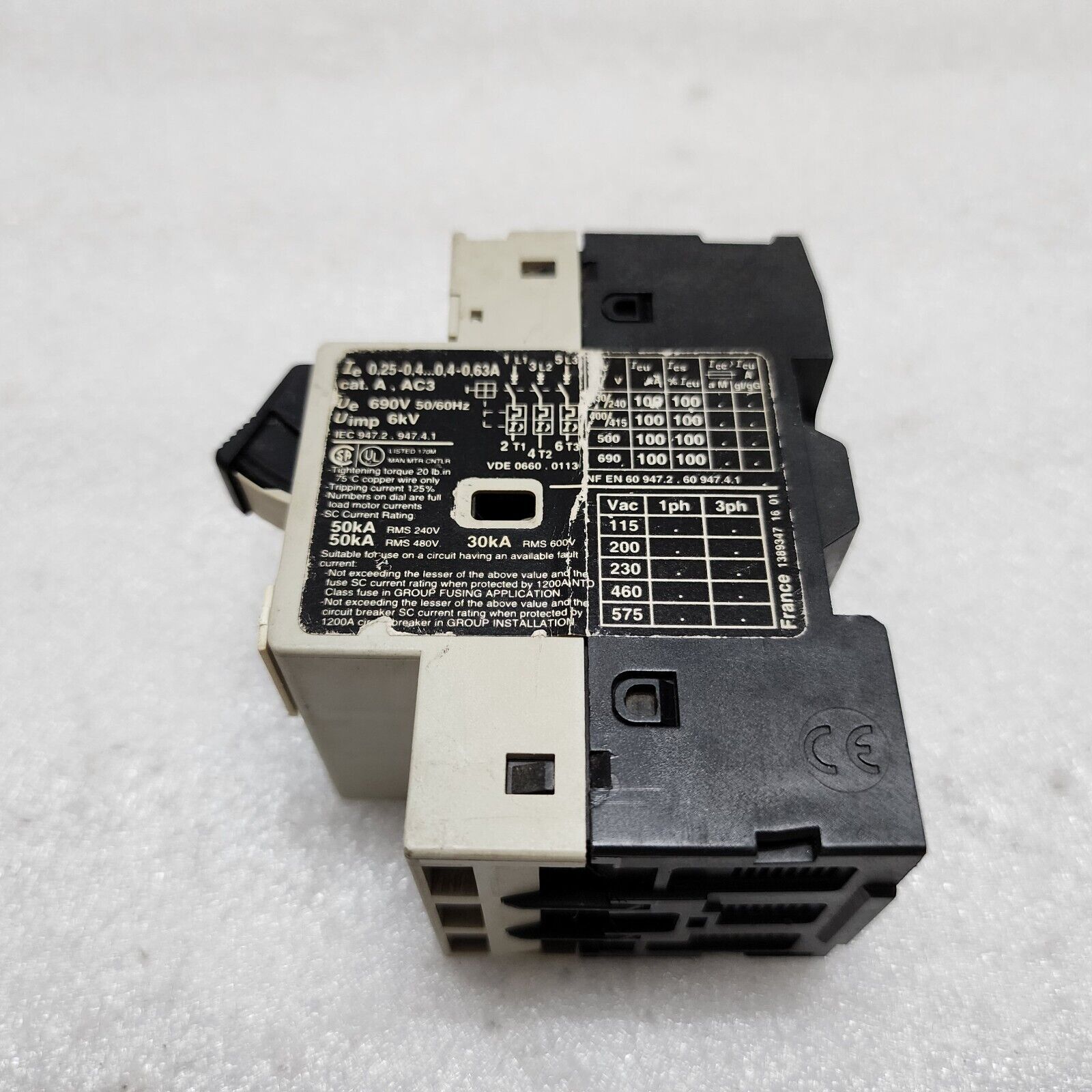 TELEMECANIQUE GV2-M04 CIRCUIT BREAKER MOTOR PROTECTION 0.4-0.63A LOT OF 12 UNIT