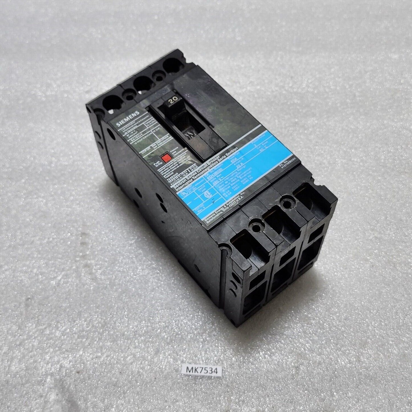 SIEMENS ED43B020 3-POLE CIRCUIT BREAKER 20A