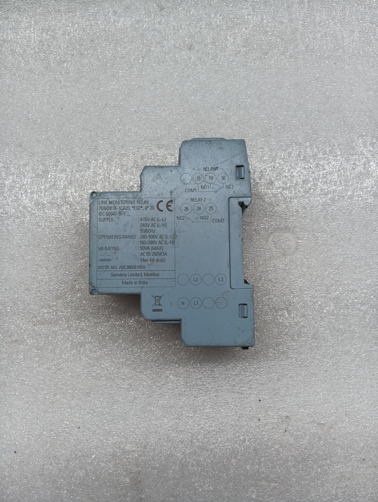 SIEMENS 7UG0818-1CA20 LINE MONITORING RELAY 415/240VAC