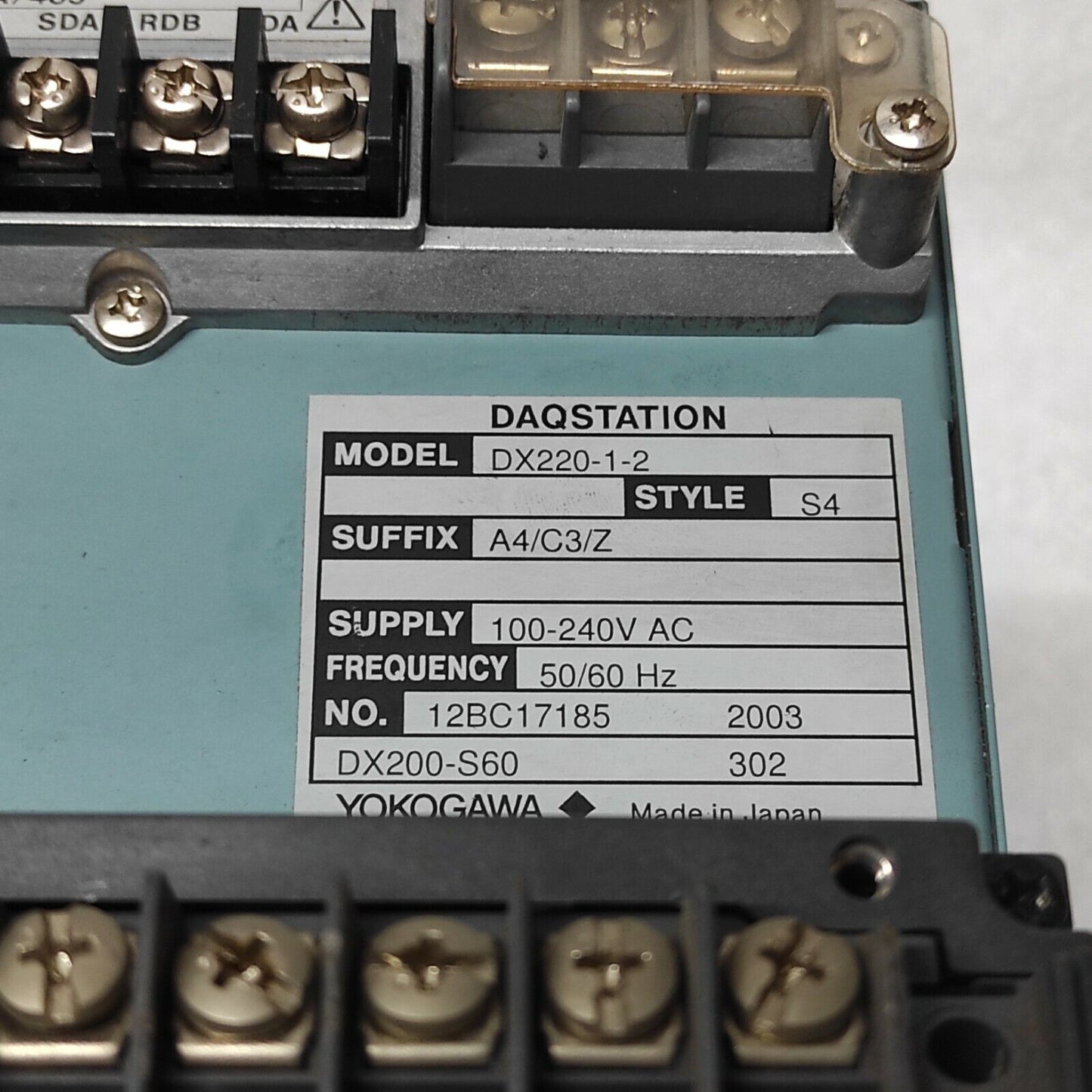 YOKOGAWA DX220-1-2 DAQ STATION DX200-S60 DIGITAL CHART RECORDER 100-240VAC