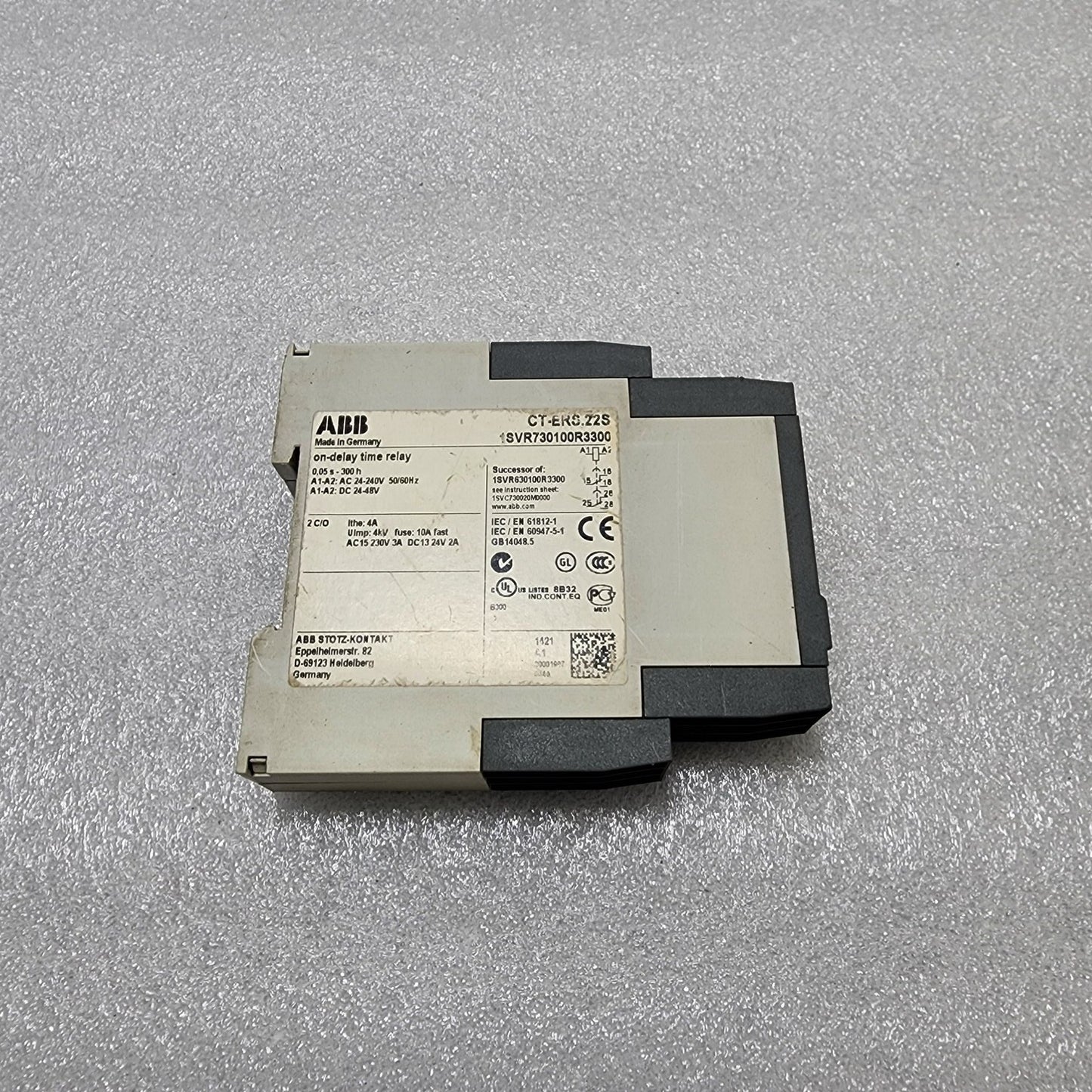 ABB CT-ERS.22S ON-DELAY TIME RELAY 1SVR730100R3300 24-240VAC/24-48VDC