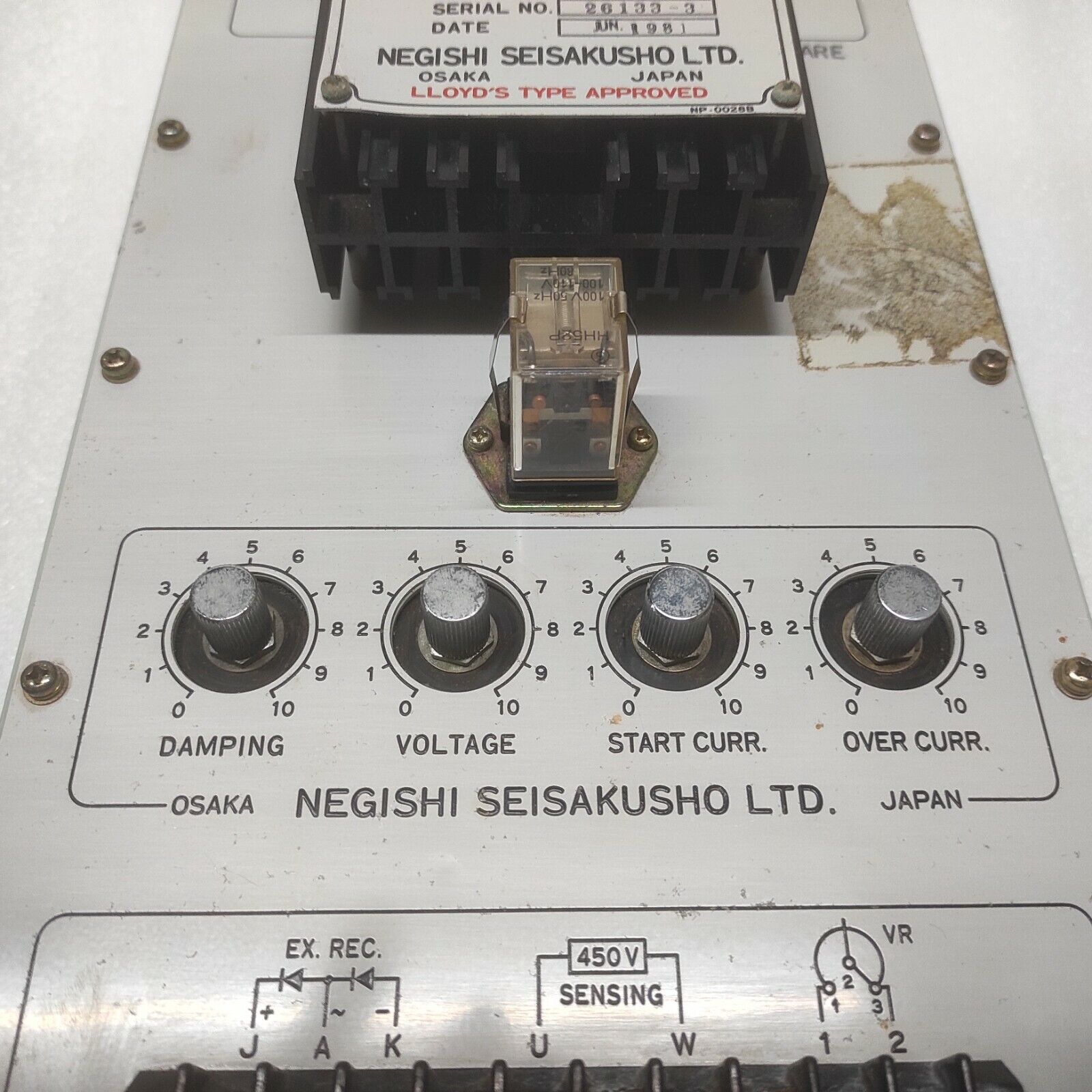 NEGISHI SEISAKUSHO RP-3CS-4S AUTOMATIC VOLTAGE REGULATOR 450VAC