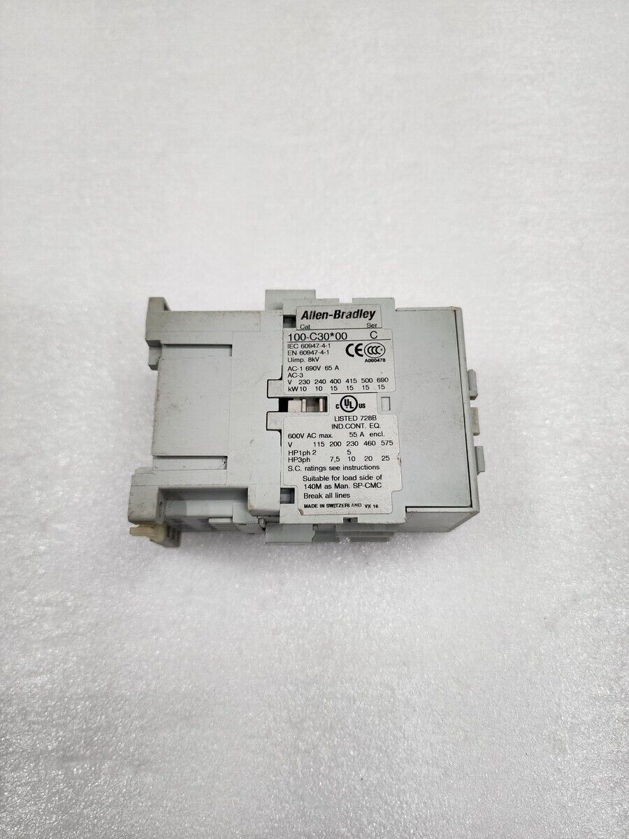 ALLEN BRADLEY 100-C30-00 SER C MAGNETIC CONTACTOR COIL VOLTAGE 24VAC