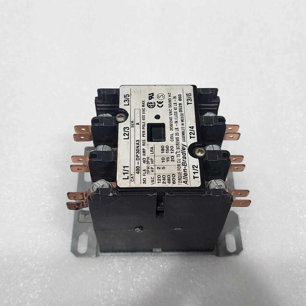 ALLEN BRADLEY CAT 400-DP30NA3 3-POLE DEFINITE PURPOSE CONTACTOR 40A COIL VOLTAGE