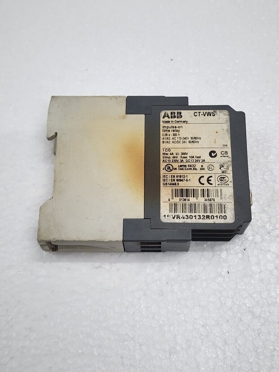 ABB CT-VWS IMPULSE ON TIME RELAY 1SVR430132R0100 110-240VAC / 24V AC-DC