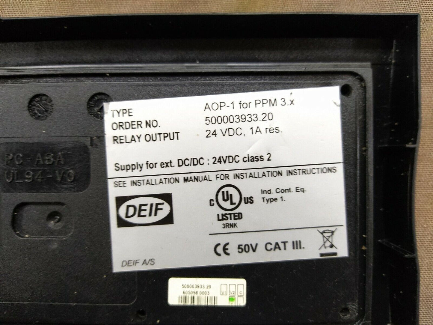 DEIF AOP-1 PPM 3 FRONT DISPLAY 500003933.20 PPM 3.X