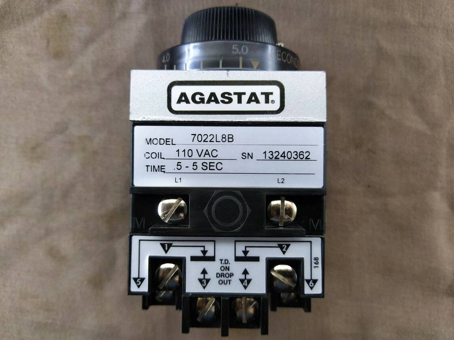 Agastat 7022L8B Timing Relay 110 VAC 5 Sec Timer