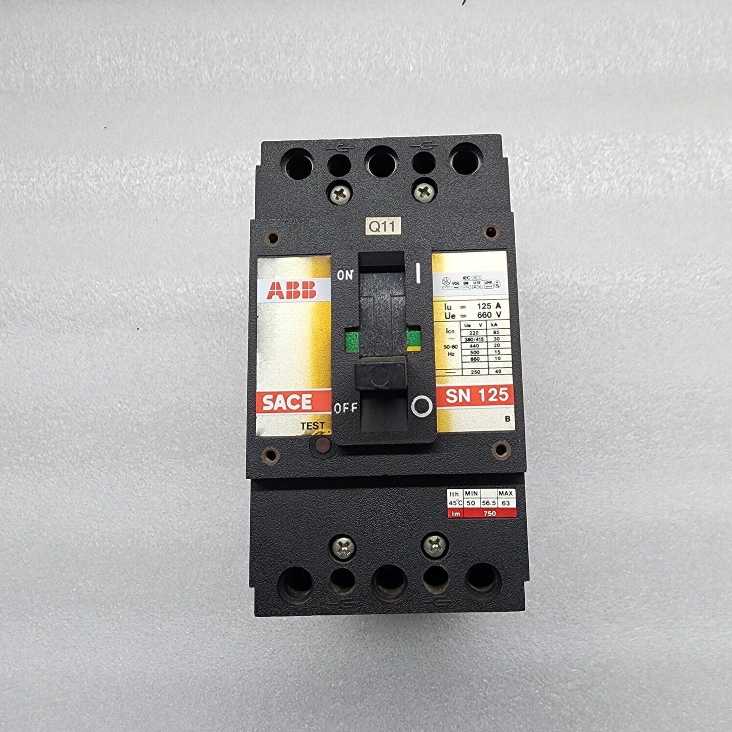 ABB SACE SN125 3-POLE BREAKER 125A SN125