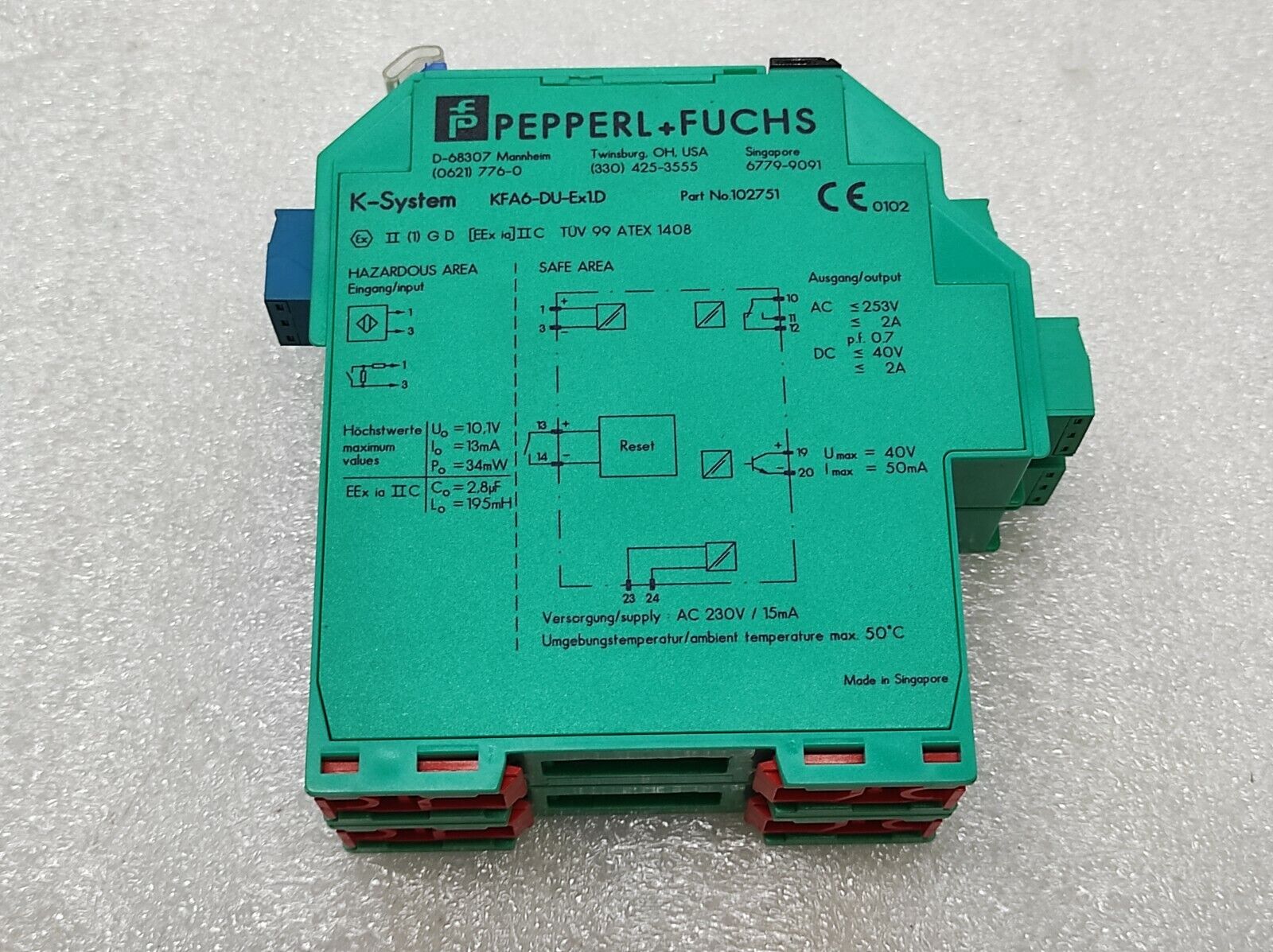 PEPPERL + FUCHS KFA6-DU-EX1D SWITCH AMPLIFIER TIMER RELAY 102751