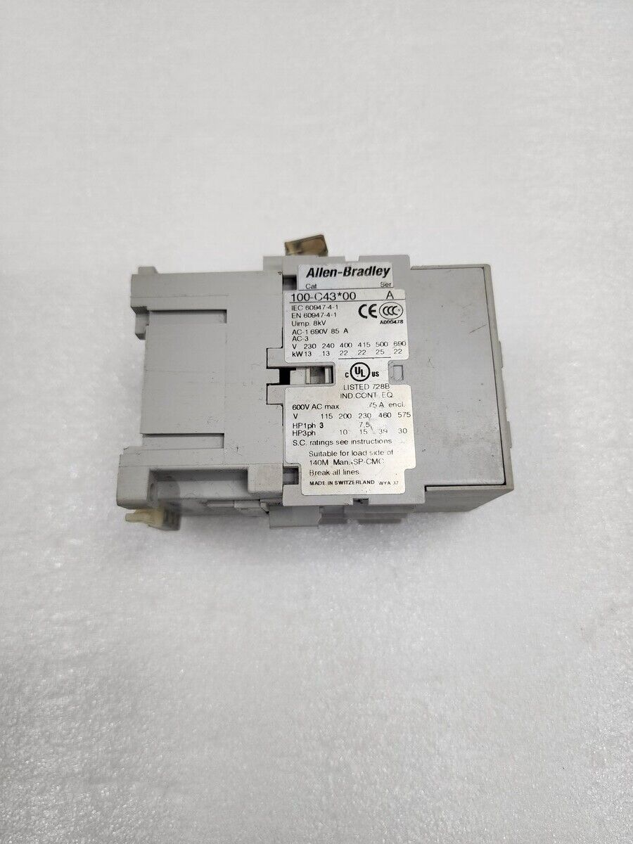 ALLEN BRADLEY CAT 100-C43-00 SER A MAGNETIC CONTACTOR COIL VOLTAGE 24VAC