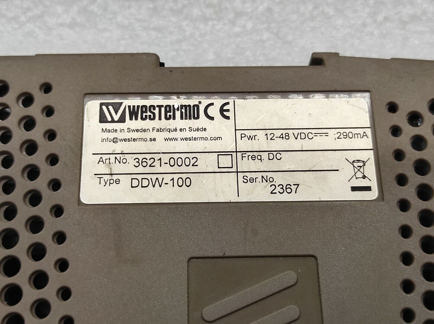 WESTERMO DDW-100 ETHERNET EXTENDER 3621-0002 12-48VDC