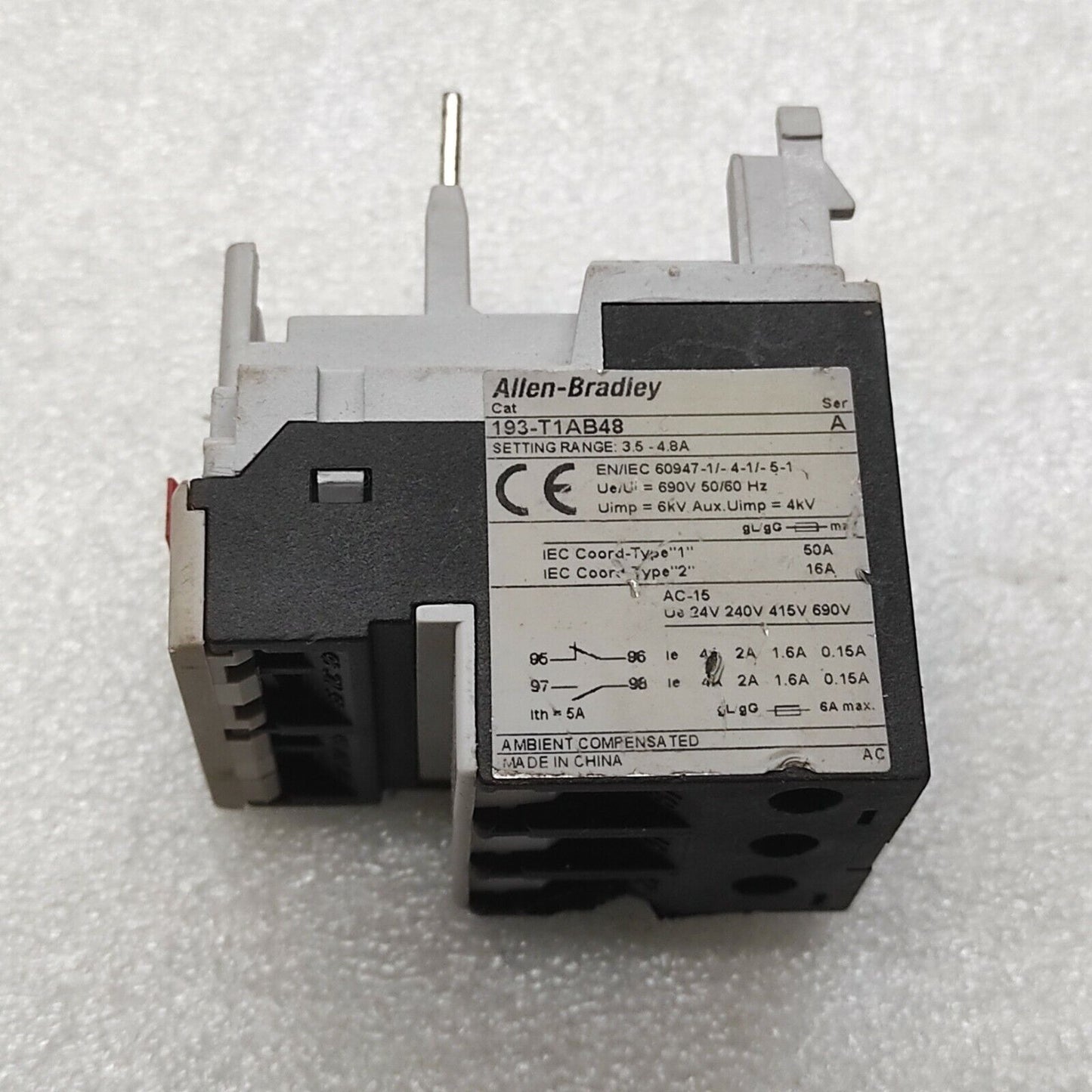 ALLEN BRADLEY CAT 193-T1AB48 THERMAL OVERLOAD RELAY 3.5-4.8A