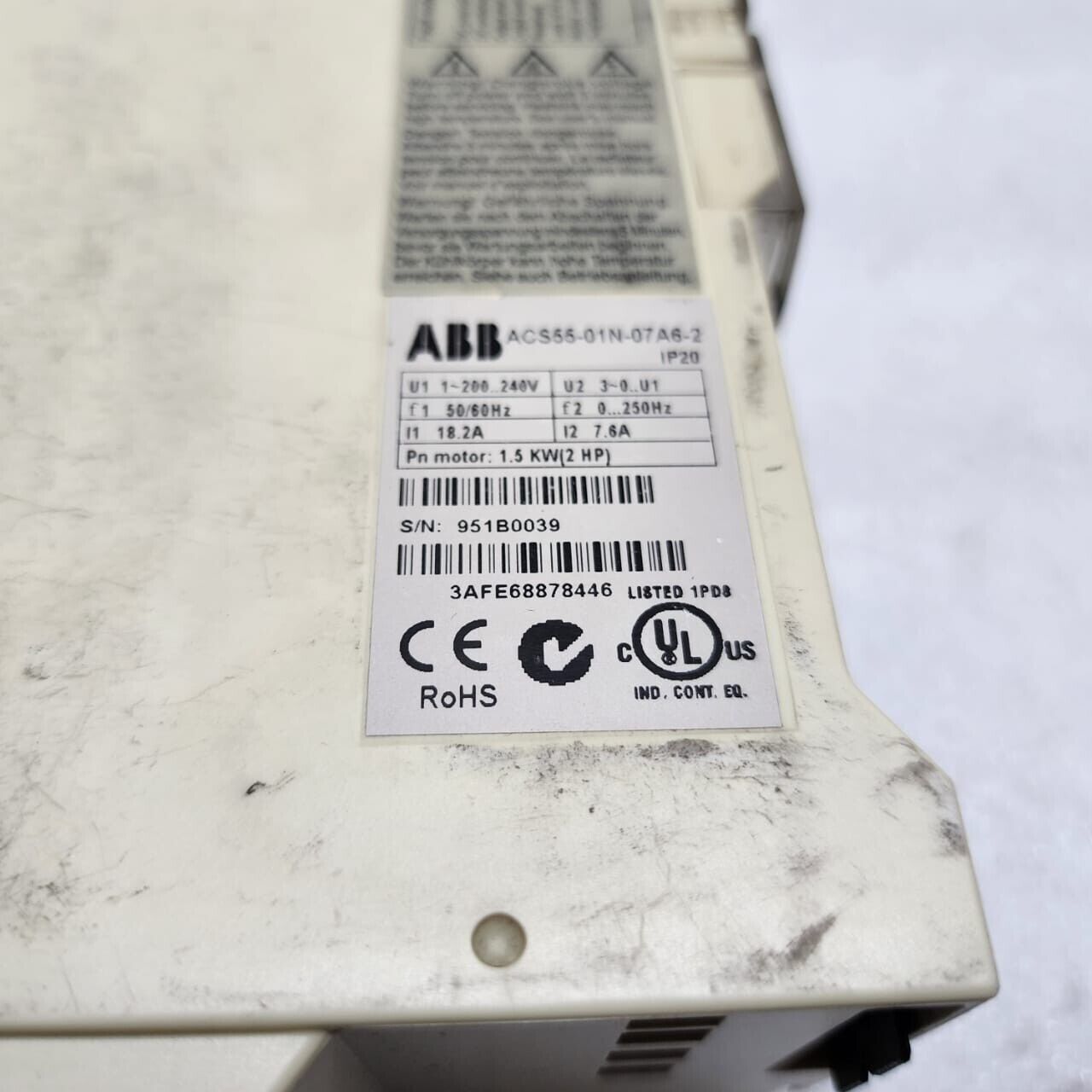 ABB ACS55-01N-07A6-2 1-PH 200-240V 2HP VFD