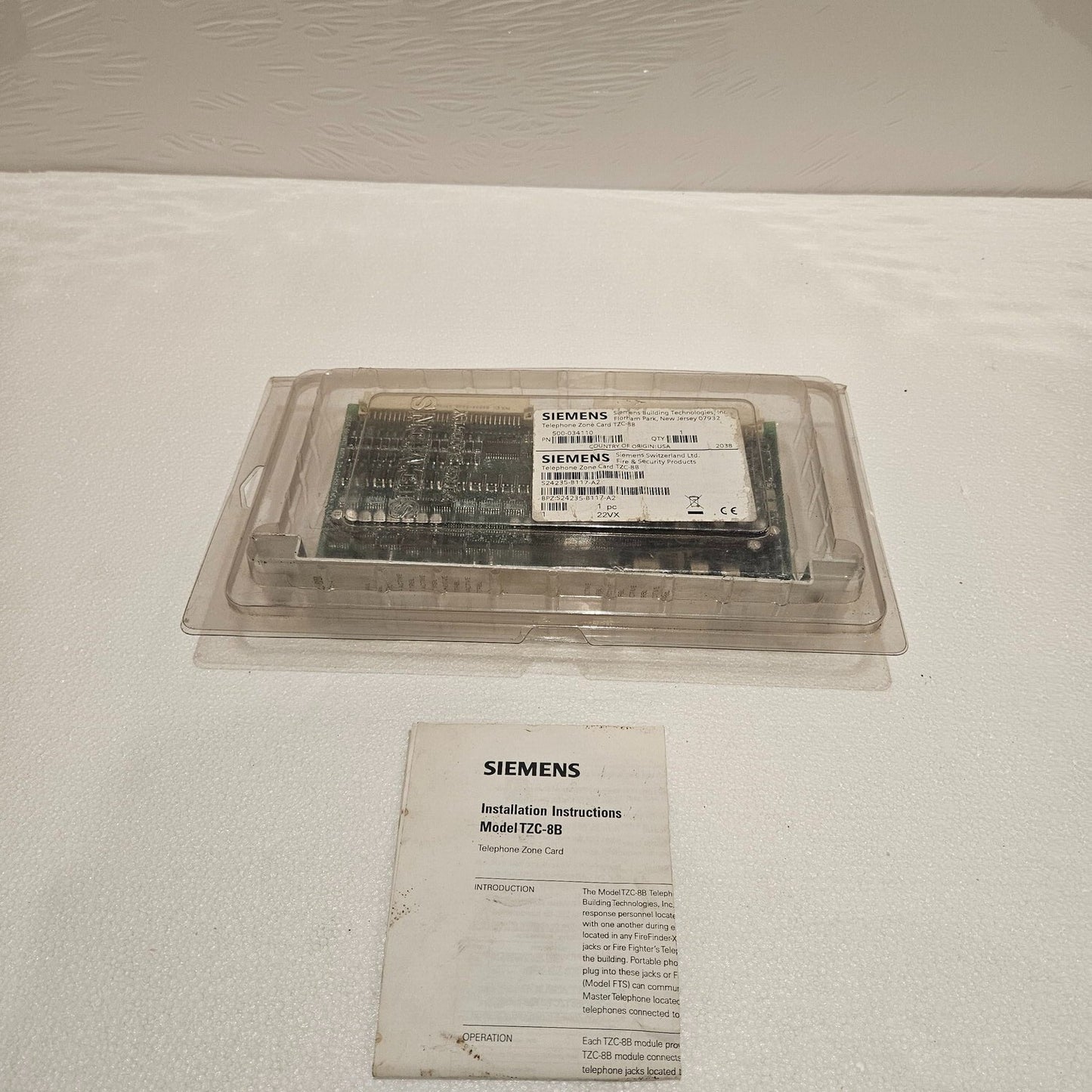 SIEMENS TZC-8B TELEPHONE ZONE CARD 500-034110