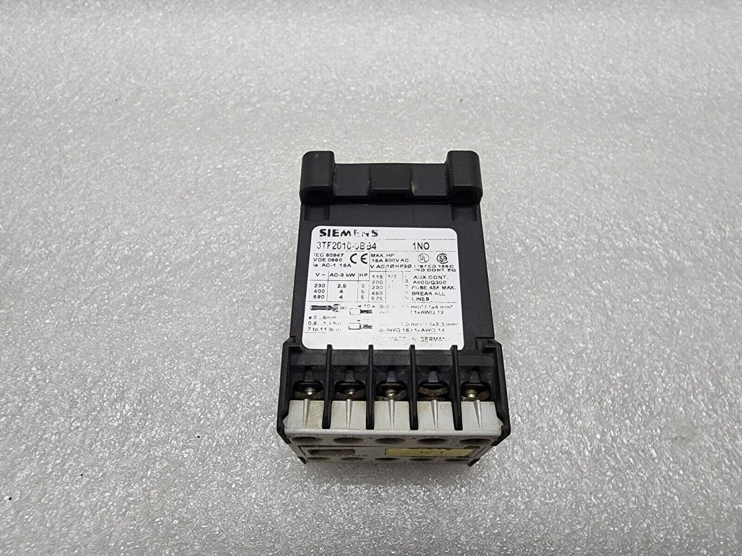 SIEMENS 3TF2010-0BB4 CONTACTOR RELAY