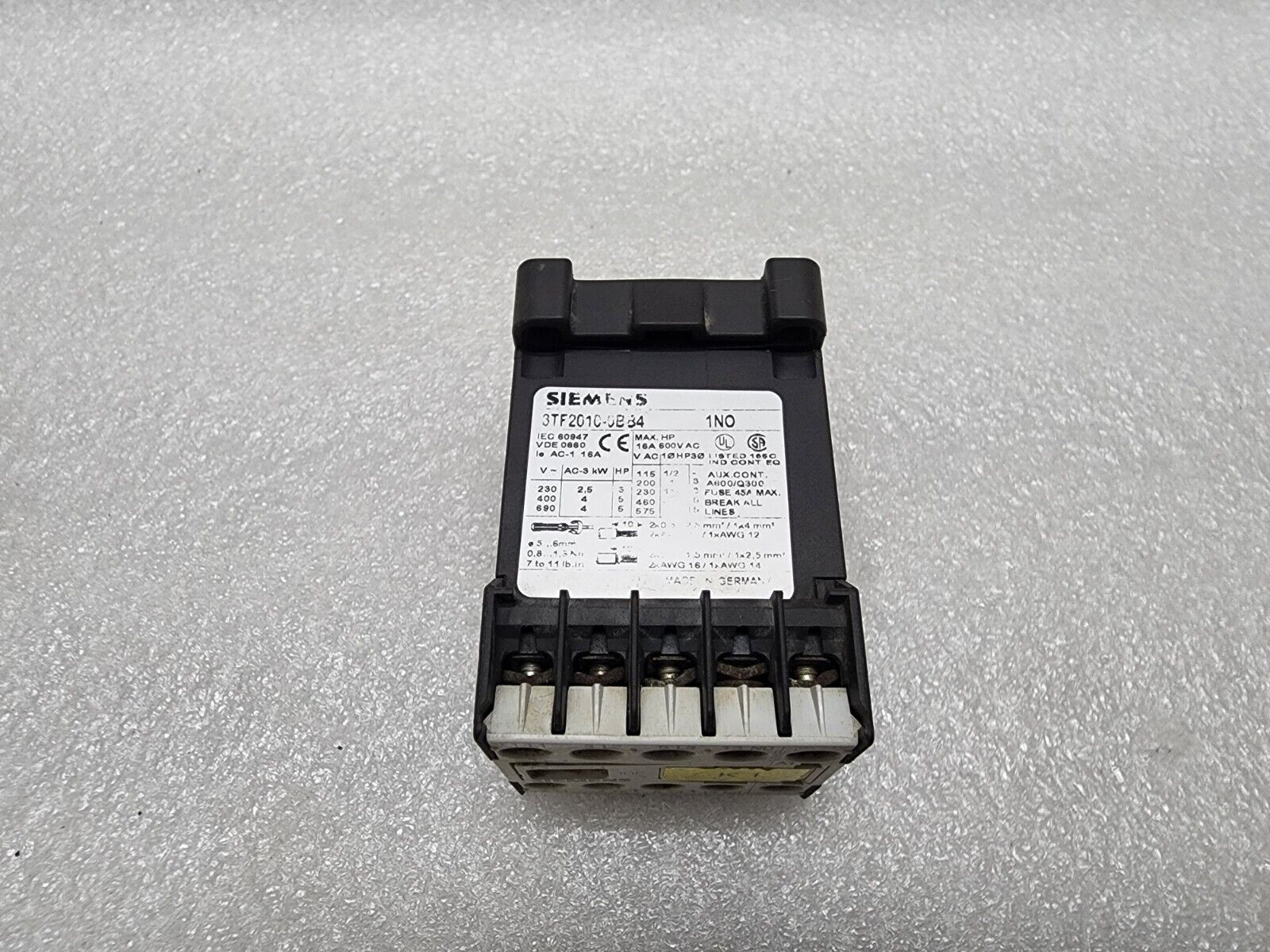 SIEMENS 3TF2010-0BB4 CONTACTOR RELAY