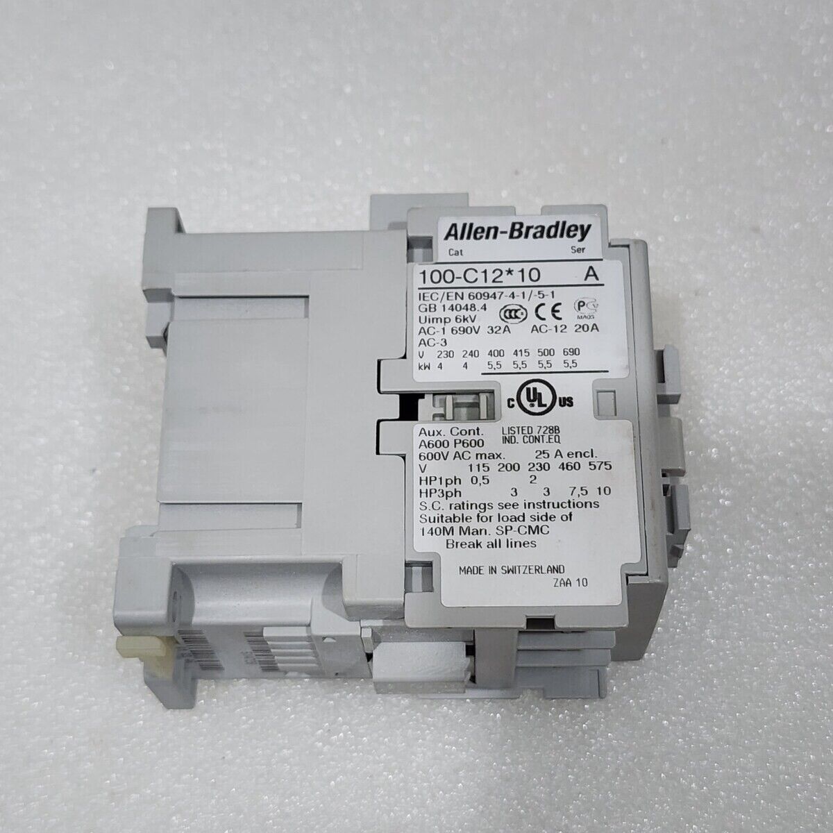 ALLEN BRADLEY CAT 100-C12-10 SER A MAGNETIC CONTACTOR COIL VOLTAGE 48V