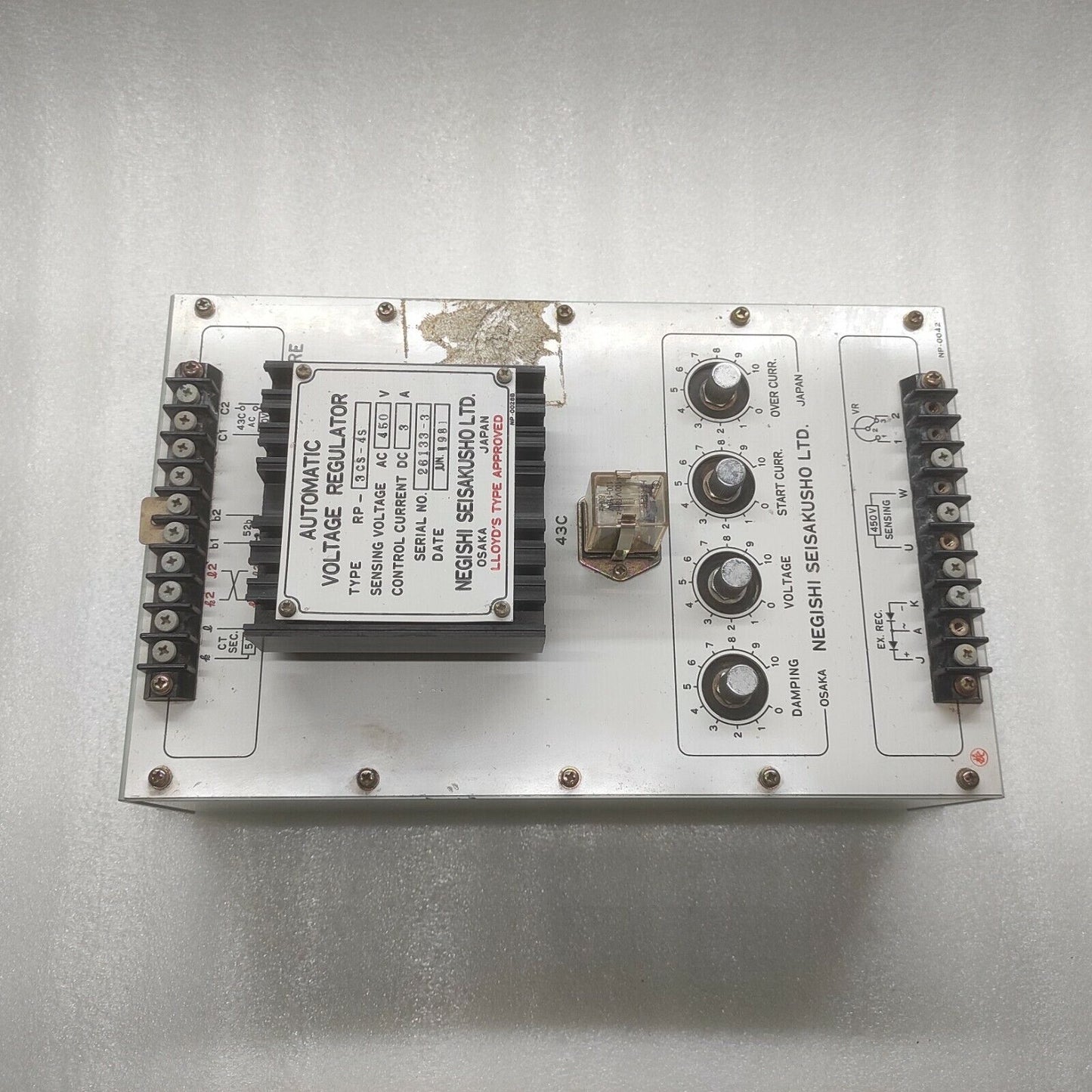 NEGISHI SEISAKUSHO RP-3CS-4S AUTOMATIC VOLTAGE REGULATOR 450VAC